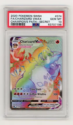 Charizard VMAX 074/073 PSA 10 Secret Rainbow Rare Pokemon Champion's Path - Image 1