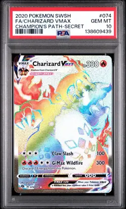 Charizard VMAX 074/073 PSA 10 Secret Rainbow Rare Pokemon Champion's Path - Image 1