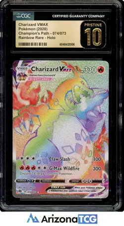 Pokemon 2020 Charizard VMAX #074 Rainbow Rare Champions Path BLACK LABEL CGC 10 - Image 1