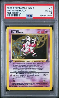 1999 POKEMON JUNGLE 1ST EDITION #6 MR. MIME-HOLO PSA 4 - Image 1