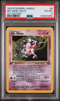 1999 POKEMON JUNGLE 1ST EDITION #6 MR. MIME-HOLO PSA 6 - Image 1