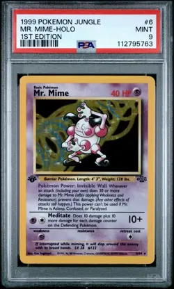 1999 Pokemon Jungle 1st Edition #6 MR. MIME - Holo PSA 9 - Image 1