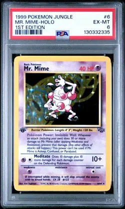 1999 POKEMON JUNGLE 1ST EDITION #6 MR. MIME-HOLO PSA 6 - Image 1