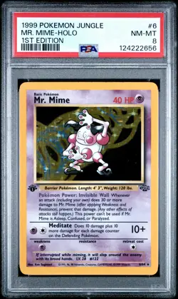 1999 POKEMON JUNGLE 1ST EDITION #6 MR. MIME-HOLO PSA 8 - Image 1