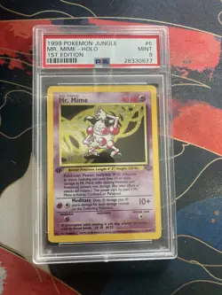 1999 Pokemon Jungle 1st Edition Holo #6 Mr. Mime PSA MINT 9 - Image 1