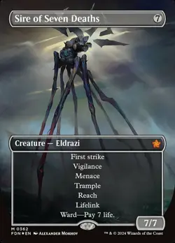 1x Sire of Seven Deaths - Mana Foil - Borderless Moderate Play MTG Magic - Kid I - Image 1