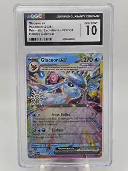 2025 Pokemon Holiday Calendar Glaceon ex CGC GM 10 - Image 1