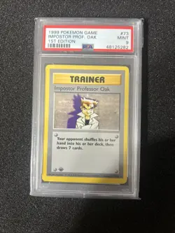 Pokemon PSA 9 1st Edition Base Imposter Professor Oak - Image 1