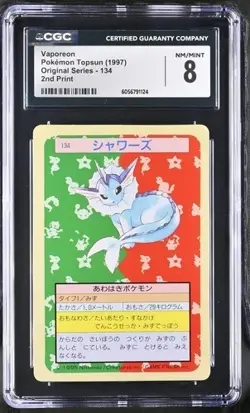 Vaporeon CGC 8 NM/MINT Pokemon Topsun (1997) Original Series 2nd Print #134 - Image 1