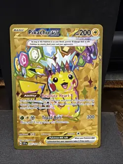 Pokemon Card TCG Sv08: Surging Sparks Pikachu EX Hyper Rare Gold 247/191 M/NM - Image 1