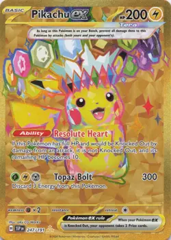 Pokemon TCG Pikachu EX Surging Sparks Holo Hyper Rare Gold 247/191 NM - Image 3