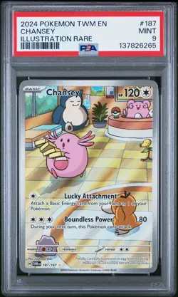 2024 POKEMON TWM EN-TWILIGHT MASQUERADE ILLUSTRATION RARE #187 CHANSEY PSA 9 - Image 1