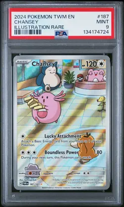 2024 POKEMON TWM EN-TWILIGHT MASQUERADE ILLUSTRATION RARE #187 CHANSEY PSA 9 - Image 1