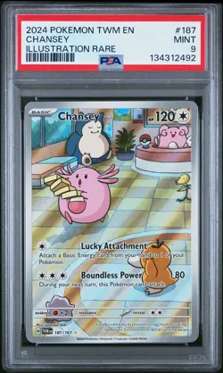 2024 POKEMON TWM EN-TWILIGHT MASQUERADE ILLUSTRATION RARE #187 CHANSEY PSA 9 - Image 1
