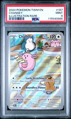 2024 POKEMON TWM EN-TWILIGHT MASQUERADE ILLUSTRATION RARE #187 CHANSEY PSA 9 - Image 1