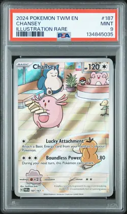 2024 POKEMON TWM EN-TWILIGHT MASQUERADE ILLUSTRATION RARE #187 CHANSEY PSA 9 - Image 1