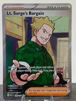 Pokemon TCG Lt. Surge's Bargain 170/132 Ultra Rare Mega Evolution Holo Full Art - Image 1