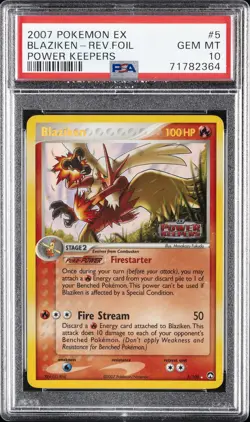 2007 POKEMON EX POWER KEEPERS #5 BLAZIKEN-REVERSE FOIL PSA 10 - Image 1