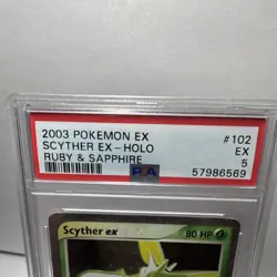 Pokemon TCG Scyther ex Ruby & Sapphire 102/109 Holo EX PSA 5 2003 - Image 2