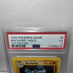 Pokemon TCG Machamp Base Set 8/102 1st Edition Holo Rare PSA 3 1999 - Image 2