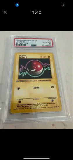 1999 Pokemon Base Set Shadowless 1st Edition, Voltorb #67, PSA 10 - Image 1
