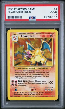 1999 POKEMON BASE SET UNLIMITED #4 CHARIZARD-HOLO PSA 2 - Image 1