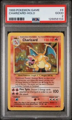 Charizard 4/102 1999 POKEMON BASE SET UNLIMITED #4 CHARIZARD HOLO PSA 2 - Image 1
