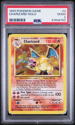 1999 Pokemon Base Set Unlimited Charizard Holo #4 PSA 2 - Image 1