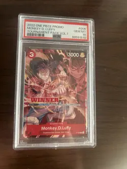 Bandai 2022 One Piece CCG Monkey.D.Luffy Promo Tournament Pack P-006 PSA 10 - Image 1