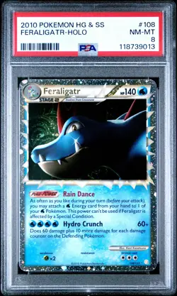 2010 POKEMON HEARTGOLD FERALIGATR PRIME #108 ULTRA RARE PSA 8 NM-MINT #118739013 - Image 1