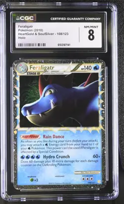 2010 POKEMON HEARTGOLD & SOULSILVER FERALIGATR PRIME #108/123 HOLO CGC 8 - Image 1