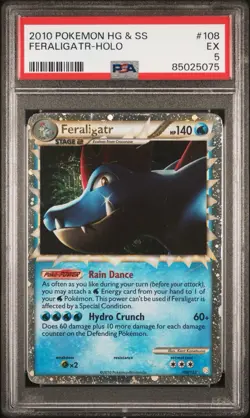 2010 POKEMON HEARTGOLD & SOULSILVER #108 FERALIGATR HOLO PSA 5 - Image 1