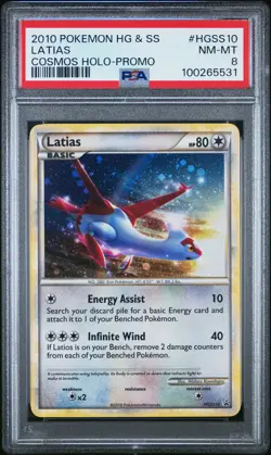 2010 POKEMON HEARTGOLD & SOULSILVER PROMO COSMOS HOLO #HGSS10 LATIAS PSA 8 - Image 1