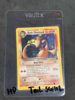 Pokemon TCG Dark Charizard 4/82 Holo Rare Card Team Rocket HP Swirl 🌀 - Image 1