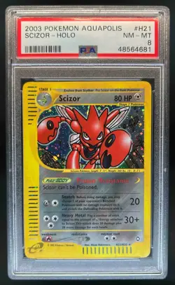 2003 Pokemon Aquapolis Scizor Holo #H21/H32 PSA 8 - Image 1
