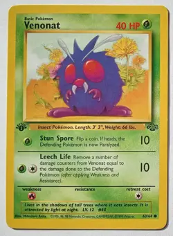 Pokemon - Venonat - Jungle 63/64 1st Edition - Common - LP - Image 1