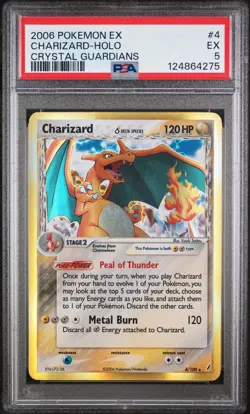 2006 POKEMON EX CRYSTAL GUARDIANS #4 CHARIZARD-HOLO PSA 5 - Image 1