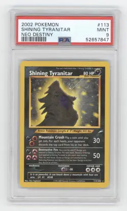 2002 POKEMON NEO DESTINY SHINING TRYANITAR 113/105 PSA 9 Q1887 - Image 1