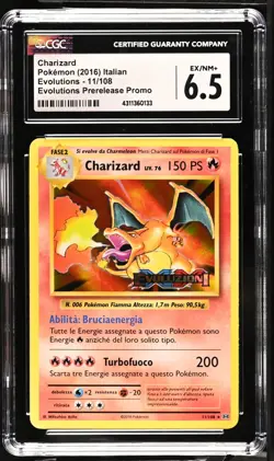 Pokemon Charizard XY Evolutions Prerelease Holo Rare Promo #11 ITALIAN CGC 6.5 - Image 1
