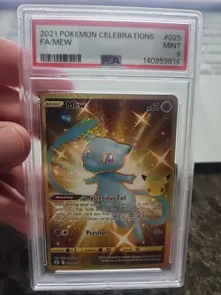 Pokemon Gold Secret Rare Celebrations Full Art FA/MEW #025 2021 PSA 9 Mint - Image 1