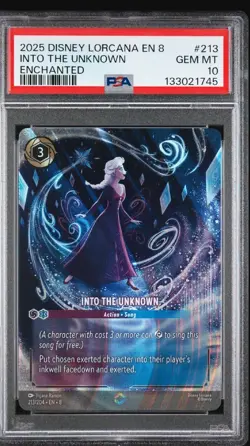 2025 DISNEY LORCANA EN 8-REIGN OF JAFAR ENCHANTED #213 INTO THE UNKNOWN PSA 10 - Image 1