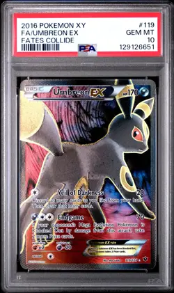 2016 POKEMON XY FATES COLLIDE #119 FULL ART/UMBREON EX PSA 10 - Image 1