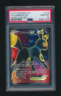 UMBREON EX 2016 POKEMON XY FATES COLLIDE FULL ART HOLO 119/124 GRADED PSA 10 - Image 1