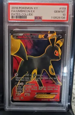 2016 POKEMON XY FATES COLLIDE #119 FULL ART/UMBREON EX PSA 10 - Image 1