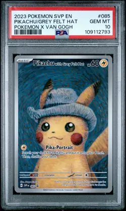 PSA 10 Pikachu Grey Felt Hat Promo Card Pokemon x Van Gogh Museum SVP EN 085 - Image 1
