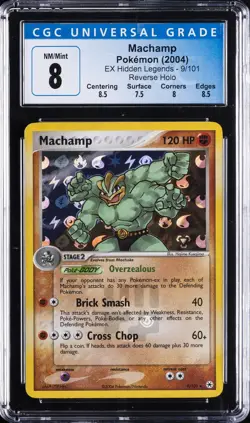 2004 POKEMON EX HIDDEN LEGENDS REVERSE HOLO #9 MACHAMP CGC 8 - Image 1