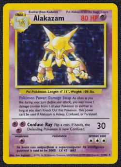 Pokemon Alakazam 1/102 Holo 1999-2000 UK 4th Print Base Set - Image 1