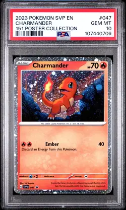 2023 POKEMON SVP EN-SV BLACK STAR PROMO 151 POSTER COLL #047 CHARMANDER PSA 10 - Image 1