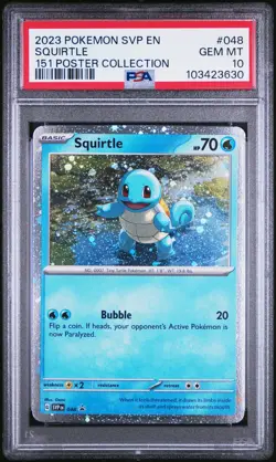 2023 POKEMON SVP EN-SV BLACK STAR PROMO 151 POSTER COLL #048 SQUIRTLE PSA 10 - Image 1