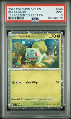 2023 POKEMON SVP EN-SV BLACK STAR PROMO 151 POSTER COLL #046 BULBASAUR PSA 9 - Image 1